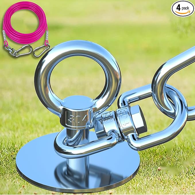 TOPKNOT Dog Tie Out Cable and Stake,(up to 200lbs) 20FT Heavy Duty Cable,360°Swivel Run Anchor- No Tangle,Dog Runner for Yard,Ideal for Outdoor Camping