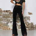 High Waist Gold Velvet Casual Bootcut Pants