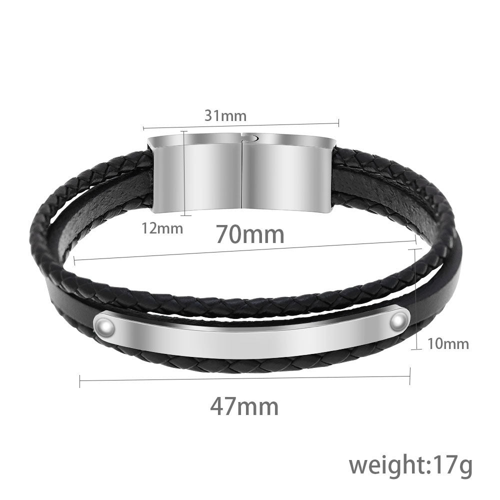 Men's leather braided bracelet