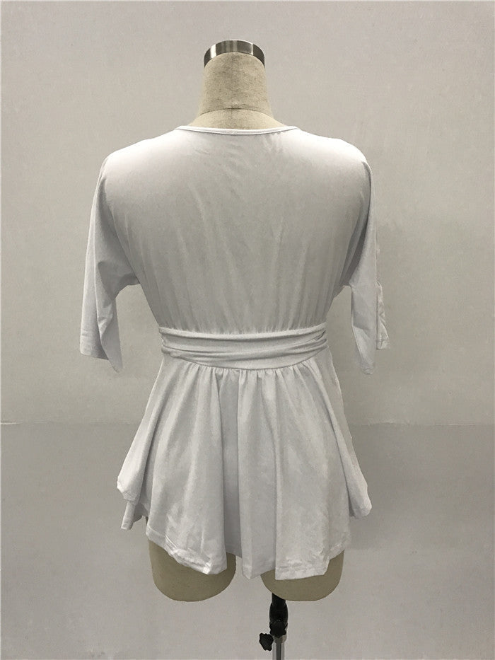 V Solid Color Women's Plus Size Dress