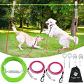 Snagle Paw Heavy Duty Dog Runner for Yard,100ft Dog Run Cable with 10ft & 10ft Pulley for Large Dogs Up to 250lbs, Aerial Zip Line for Backyard, Trolley System for Camping, Park, Outside