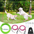 Snagle Paw Heavy Duty Dog Runner for Yard,150ft Dog Run Cable with 10ft & 10ft Pulley for Large Dogs Up to 250lbs, Aerial Zip Line for Backyard, Trolley System for Camping, Park, Outside