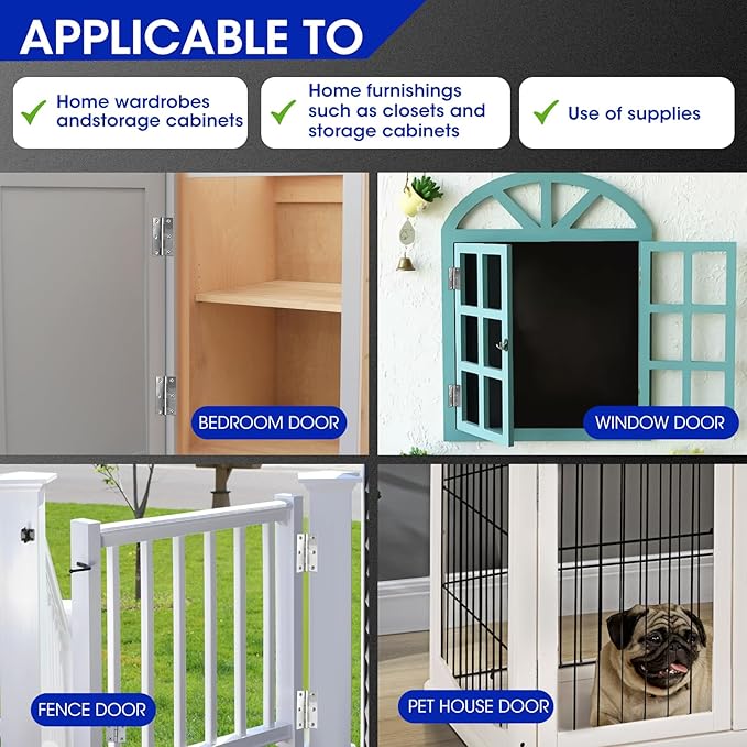 12 PCS 2.5 inches Modern Stainless Steel Hinges, Silver, Brushed, Polished, Surface Mount, 12 Count