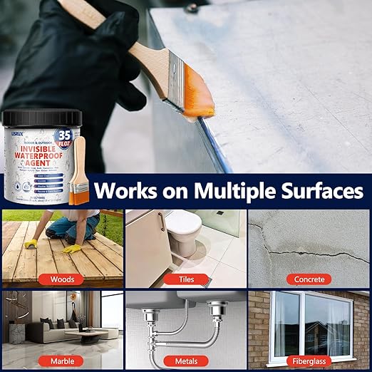 Waterproof Sealant 35 oz, Clear, Transparent Waterproof Coating, Water-Based Invisible Waterproof Agent for Roof, Wall, Garden, Terrace, Indoor and Outdoor Use