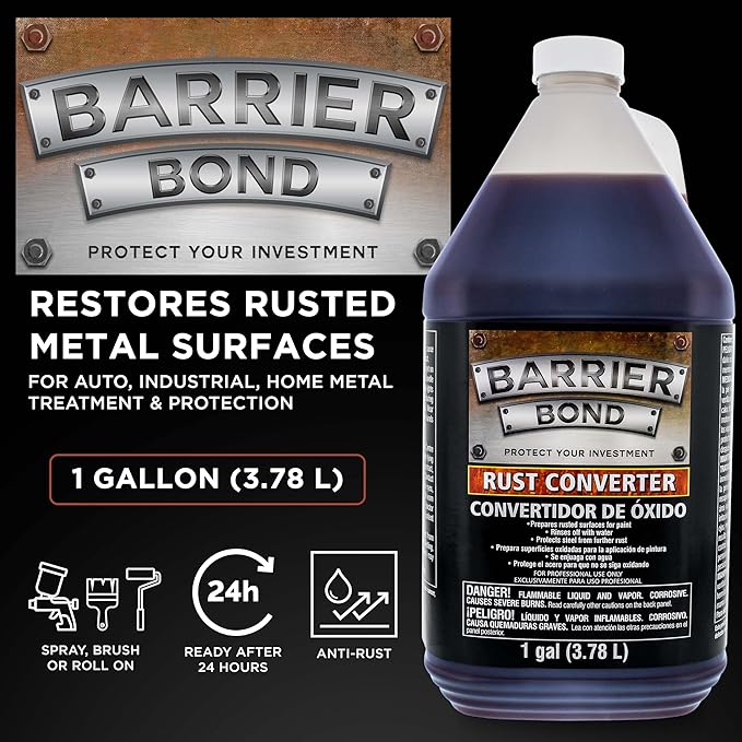 Custom Shop Barrier Bond - Rust Converter, 1 Gallon, Anti-Rust Metal Coating, Rustpoofing Protection, Rust Remover & Inhibitor