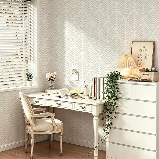 Safiyya Peel and Stick Wallpaper Boho Contact Paper Beige Neutral Modern Geometric Wall Paper Self Adhesive Waterproof Removable Wallpaper for Bedroom Bathroom Laundry Room Vinyl 17.3"x78.7"
