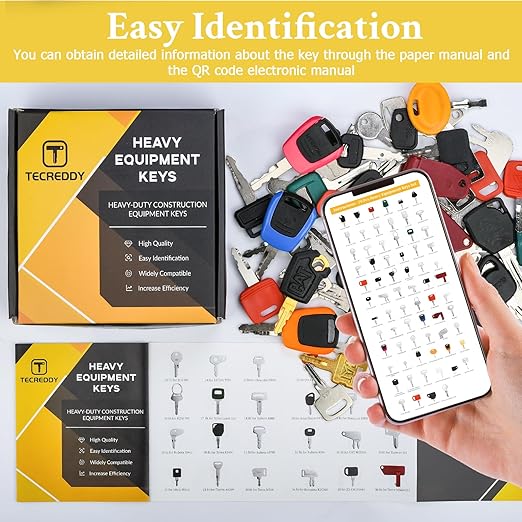 70 Heavy Equipment Keys Master Set, Machine Keys for Cat Caterpillar John Deere Komatsu Volvo Bobcat Kubota JCB Sany Terex Case Hyster Yanmar Takeuchi New Holland Construction Equipment Machinery
