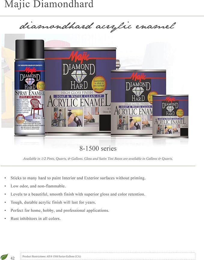 Majic Paints 8-1546-2 Diamond Hard Acrylic Enamel High Gloss Paint, 1- Quart, Gray Primer