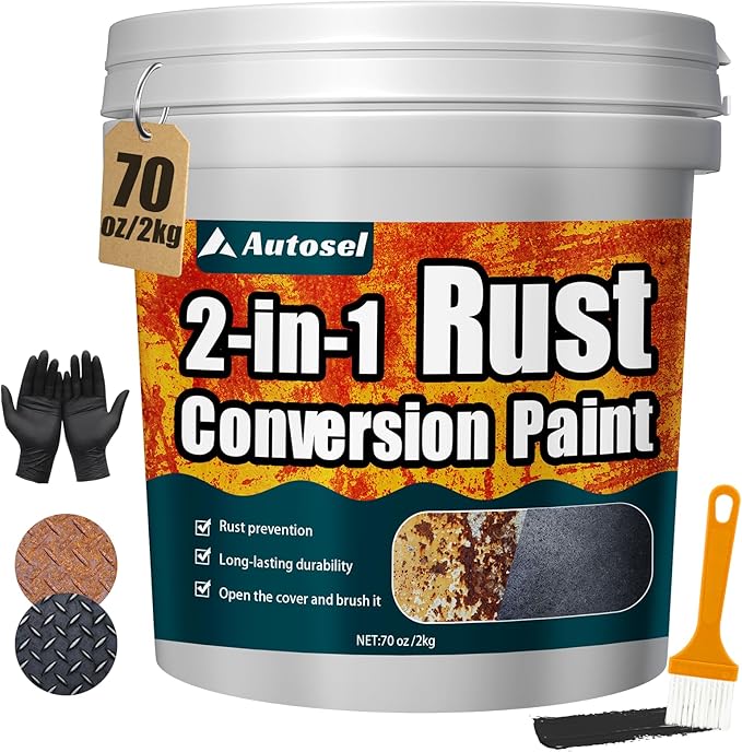 Metal paint, 70 Oz Rust Reformer Paint for Metal, Stops Rust & Corrosion, Rust Conversion Paint, Heat & UV Resistant Anti Rust Coating for Automotive, Marine, Fence, Tools Metal paint