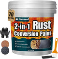 Metal paint, 70 Oz Rust Reformer Paint for Metal, Stops Rust & Corrosion, Rust Conversion Paint, Heat & UV Resistant Anti Rust Coating for Automotive, Marine, Fence, Tools Metal paint