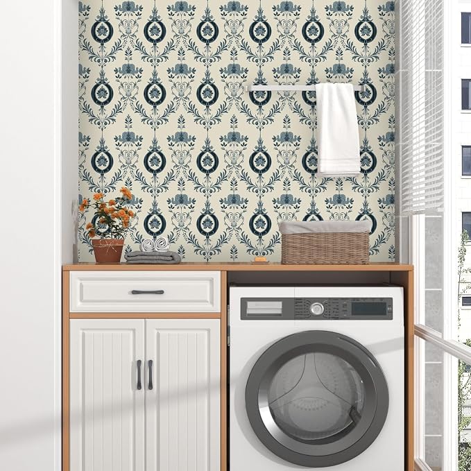 Light Blue Flower Peel and Stick Contact Paper 17.5" × 118" | Self Adhesive/Removable/Waterproof/Thick Vinyl Contact Paper for Bathroom Bedroom Shelf Cabinet Drawer,Prepasted,Easy Peel