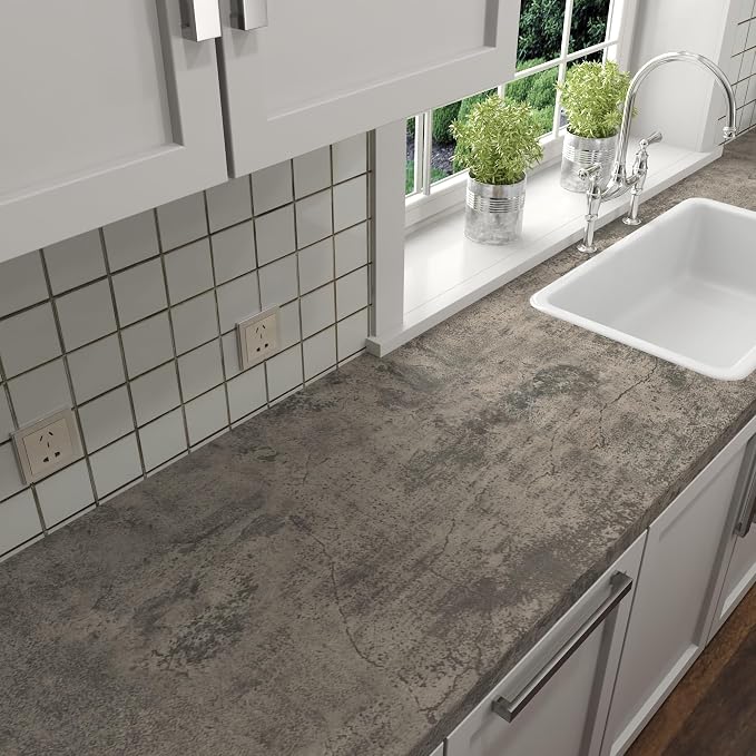 JSEVEM 48"×591" Light Brown Concrete Wallpaper Peel and Stick Industrial Beige Gray Cement Contact Paper Vinyl Warp Matte Textured Self Adhesive Wall Paper for Bedroom Bathroom Office Walls