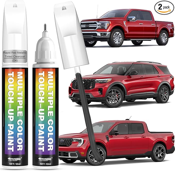 [2-PACK] Ford Race Red (PQ) Car Touch Up Paint,OEM-Equivalent,Fast-Drying Formula,Eco-Friendly Scratch Repair Kit for Deep Scratches
