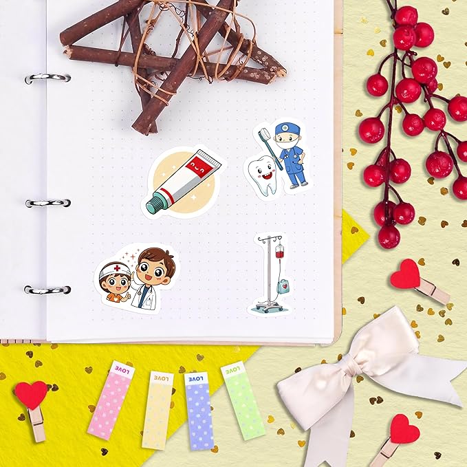 100Pcs Medical Stickers and Decals, Dorctor Stickers - Medical Party Supplies, Decoration - Gift for Women & Men