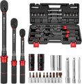 20Pcs 1/4 3/8 1/2-inch Drive Click Torque Wrench Set for Car Moto | Inch Pound Torque Wrench with Sockets (20-260 in.lb,5-45 ft.lb,10-170 ft.lb), Dual-Direction 72T, 3% Precision for Bike DIY