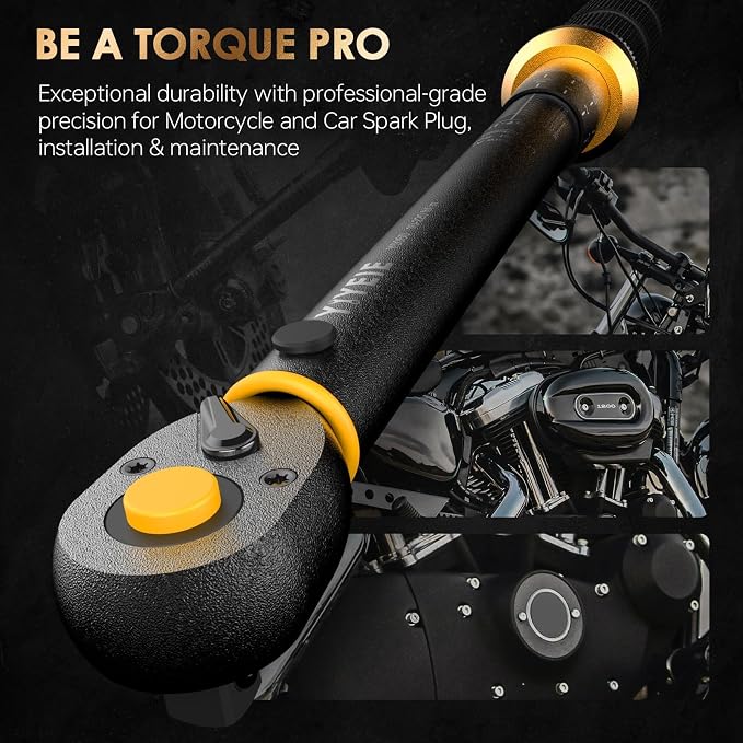 Upgrade 3/8" Drive Torque Wrench, 10-45 Ft-Lb (13.6-61 Nm) | ±3% High Accuracy, 72-Tooth Ratchet, Loud Click-Stop, Spark Plug Torque Wrench for Motorcycle, with Easy-to-Use Locking Ring