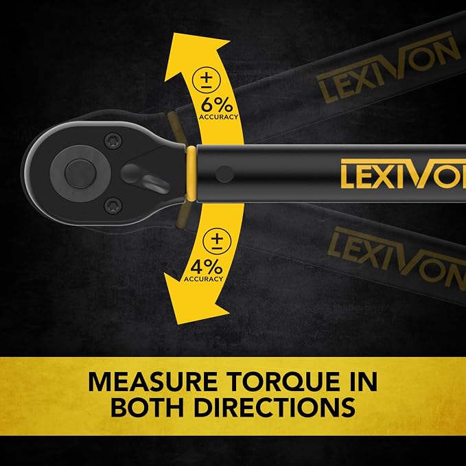 LEXIVON Torque Wrench, 3/8-Inch Drive, Dual Scale 20-120 FT-LB (27.1-162.7 N·m), Premium Rubber-Grip Handle, Deluxe Hybrid Case (LX-TW38)