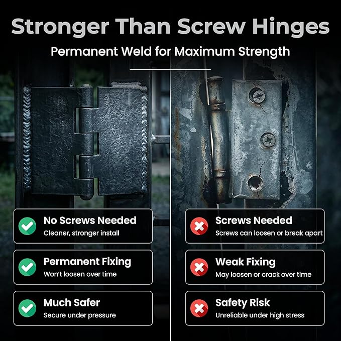 Heavy Duty Weldable Hinges | Steel Butt Hinge Design for Heavy Gates & Doors | Long Lasting - 4" x 4" Size - 1/4" Plate Thickness (2 lb,1 Pair)