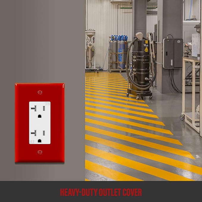 ENERLITES Decorator Light Switch or Receptacle Outlet Wall Plate, Gloss Finish, Mid-Size 1-Gang 4.88" x 3.11", Polycarbonate Thermoplastic, UL Listed, 8831M-R-10PCS, Red, 10 Pack