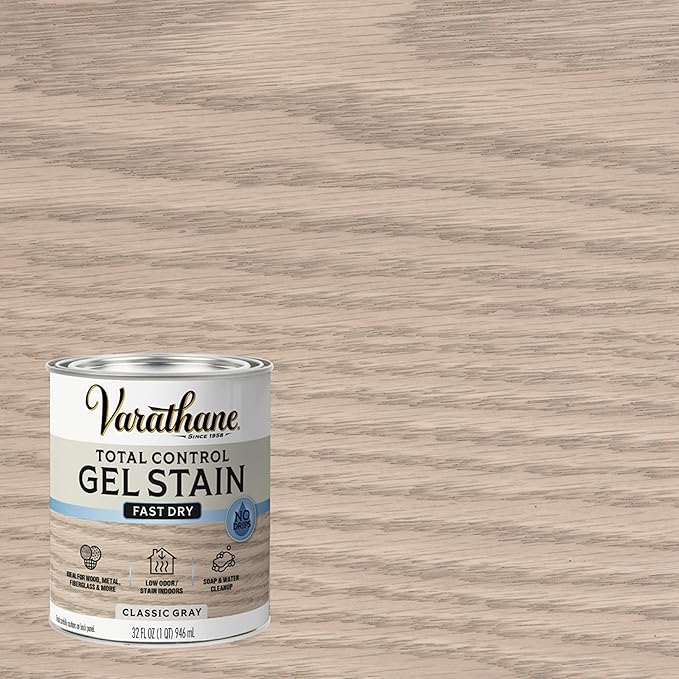 Varathane Total Control Gel Stain | Low Odor Water-Based Formula | Thick Gel Formula for Vertical Surfaces | Ideal for Wood, Metal & Fiberglass | Quart | Classic Gray | 2 Pack