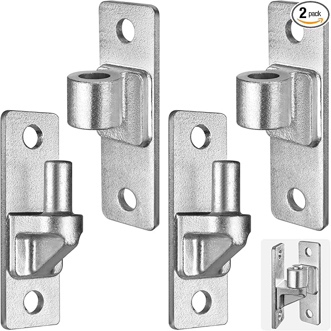 Heavy Duty 4.9" Gate Hinges, Steel Hinges with Electroplated Coating, 2‑Pack Wall‑Mount Female & Male Hinges for Fences & Farm Gates, 600 lbs Capacity
