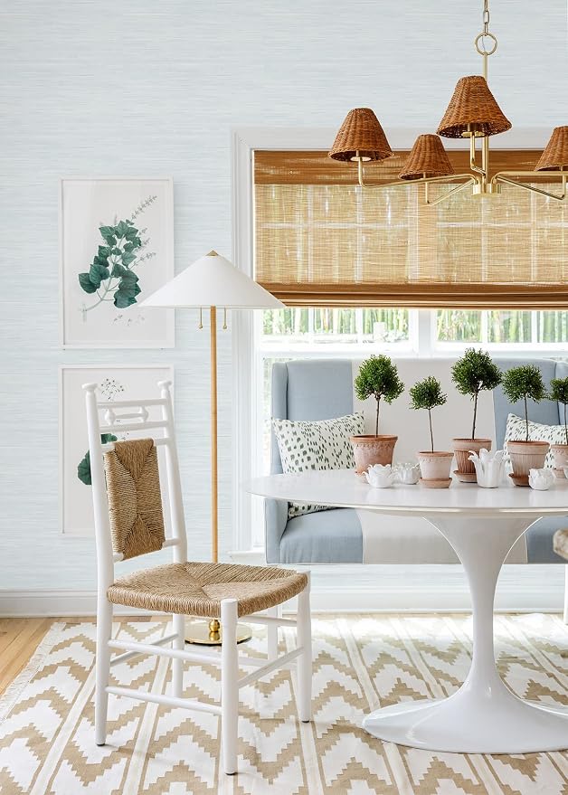 NuWallpaper x Social Social Whisper Blue Classic Faux Grasscloth Peel & Stick Wallpaper