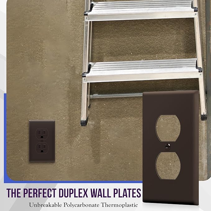 ENERLITES Duplex Receptacle Outlet Wall Plate, Gloss Finish, Size 1-Gang 4.50" x 2.76", Unbreakable Polycarbonate Thermoplastic, UL Listed, 8821-BR, Brown