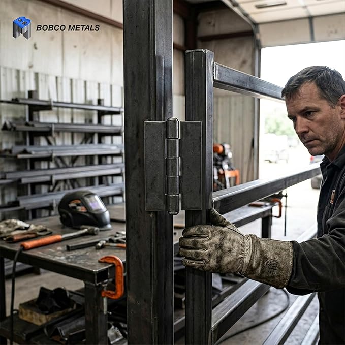 Heavy Duty Gate Hinges 4" x 4", 2 Pairs Weldable Hinges, 5/32" Thick Steel Butt Hinges for Metal Gates, Doors, Trailers & Tailgates, Uncoated Dark Grey