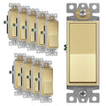 ENERLITES Elite Series Decorator Rocker Light Switch, 15A 120V/277V, Gloss Finish, Single Pole, 3 Wire, Grounding Screw, Residential Grade, UL Listed, 91150-GD, Gold Color (10 Pack)