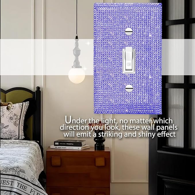 Shiny Purple Single Toggle Light Switch Plate Wall Plates Light Switch Cover Plate Decorative Switch Covers Purple Rhinestones Wall Plate