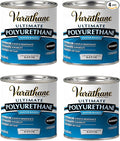 Varathane Water-Based Crystal-Clear Ultimate Polyurethane | Interior Wood Protection | Fast Dry Time | Easy Clean Up | Satin | Half Pint | 4 Pack