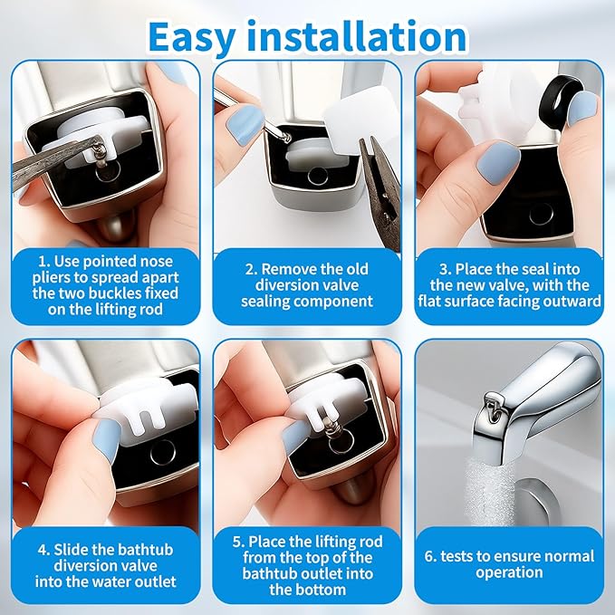 6 Sets 101237 Tub Spout Repair Kit - Moen-3800 Cup Seal & Diverter Gate Replacement Set for Plumbing Fixture & Faucet, 3800 Tub Spout Diverter Repair Kit for Bathtub/Shower Faucet