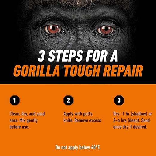 Gorilla All Purpose Wood Filler Wood Repair Kit with Putty Knife and Sanding Block