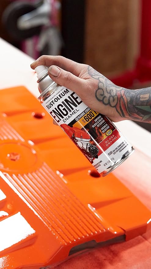 Rust-Oleum 363570-6PK Engine Enamel Spray Paint, 11 oz, Gloss Orange, 6 Pack