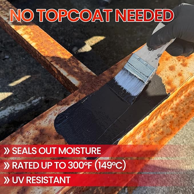 2 in 1 Rust Converter Paint & Metal Primer (Black), 35 oz Anti Rust Paint, Ultra Heat-Stable Car Rust Encapsulator Paint for Automotive, Truck Frame, Trailer, Chassis, Mort, Long-Lasting Rust Inhibitor & Frame Rust Paint with Protection, Permanently St...