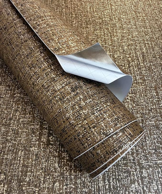 Chocolate Gold Metallic Peel and Stick Wallpaper | Textured Removable Thick Wallpaper, with Stunning Metallic Sheen, Dark Brown Accent for Bohemian makeover