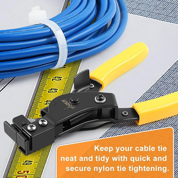 Zhushan Nylon Cable Tie Bundling Tool, 2-in-1 Zip Tie Plier and Cutter Tool with Adjustable Tension, Fastening and Cutting for 2.4-12mm Ties