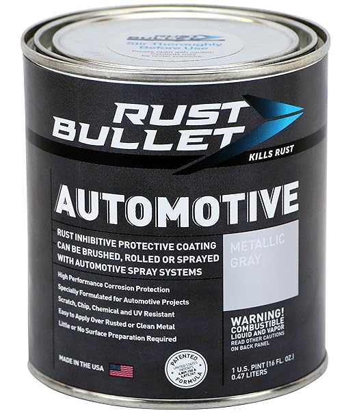 RUST BULLET Automotive - Metallic Gray - 1 Pint - Rust Inhibitor & Protective Coating for Cars, Trucks, & Metal Surfaces, UV Resistant, No Topcoat Needed