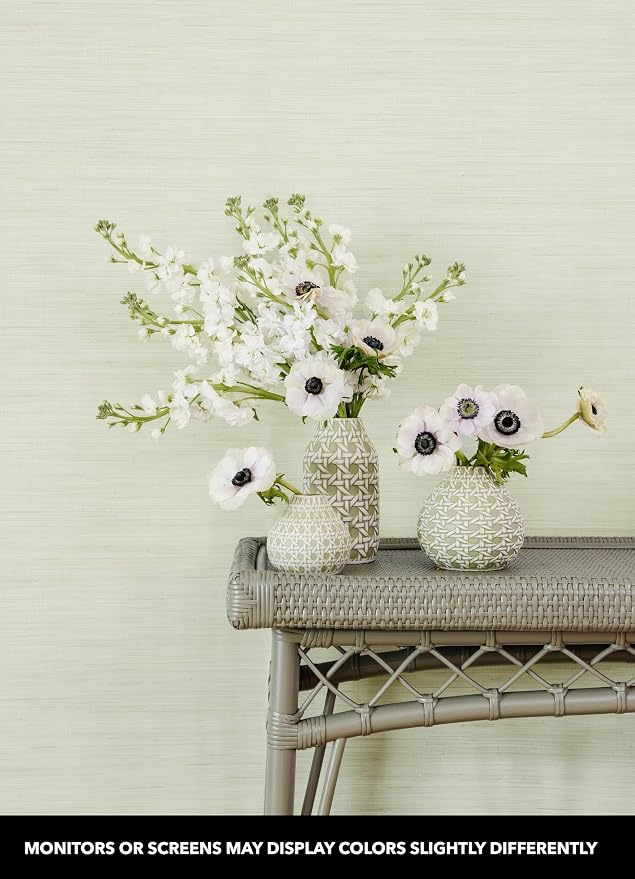 NuWallpaper x Society Social Green Classic Faux Grasscloth Peel & Stick Wallpaper, SSS6007