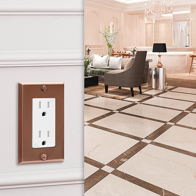 ENERLITES Decorator Switch Metal Wall Plate, Stainless Steel Outlet Cover, Corrosion Resistant, Standard Size 1-Gang 4.50" x 2.76", Stainless Steel 201, 7731-BRG, Brushed Rose Gold