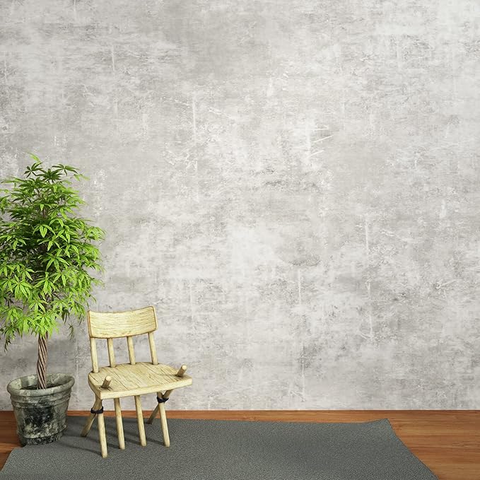 VEELIKE Distressed Light Grey Concrete Wallpaper Peel and Stick Modern Limewash Wallpaper for Bedroom Living Room 24''x118'' Self Adhesive Waterproof Concrete Contact Paper for Countertops Accent Wall