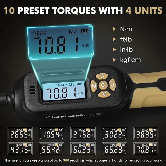 Digital Torque Screwdriver 1/4 Drive, 2.66-70.81 in·lb (0.3-8N.m) Inch Pound Torque Screwdriver Digital with Buzzer & LED Indicator, 45 In 1 Gun Torque Screwdriver Set