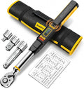 3/8 Digital Torque Wrench Set for Automotive 0-220Nm ±1% Precision | 1/2 1/4 3/8 Drive, LED+Buzzer Alerts, 10 Presets & 400 Data Logs, Preset/Real-Time/Peak/Modes for Car Repair & Maintenance