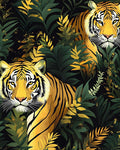 Gold Vintage Tiger Peel and Stick Wallpaper 17.5" x 118" | Waterproof Vinyl Self Adhesive Removable Renter Friendly Floral Contact Paper