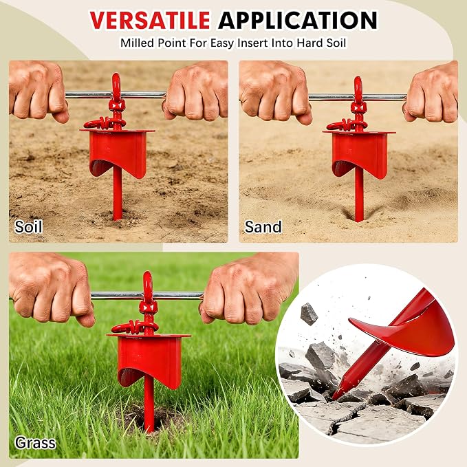 Snagle Paw Dog Tie Out Stake with Lock-Cap up to 360 Lbs,Heavy Duty Dog Stakes for Outside/Yard/Camping with Buffer Spring,360°Swivel Rust Proof Ground Anchor for Dog Cable,Leash,Chain