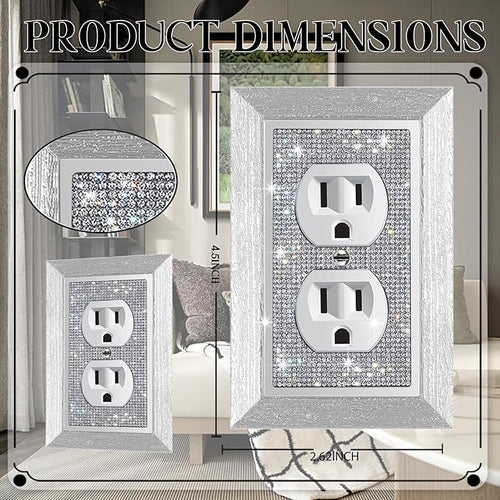 1 Pcs Shiny Rhinestones Outlet Covers Wall Plates Light Switch Cover Plate Decorative Imitation Wood Grain Wall Plate Single Toggle Outlet Cover Durable Switch Covers