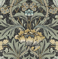 NextWall Acanthus Floral Peel and Stick Wallpaper (Charocal & Goldenrod)