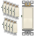 ENERLITES Decorator Paddle Rocker Light Switch, Gloss Finish, Single Pole, 3 Wire, Grounding Screw, Residential Grade,15A 120V/277V, UL Listed, 91150-LA-10PCS, Light Almond (10 Pack)