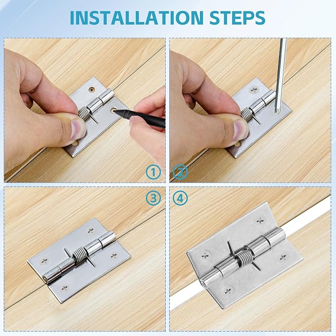 Spring Hinge Self Opening Hinge 2" Length Stainless Steel Door Hinge - Pack of 4