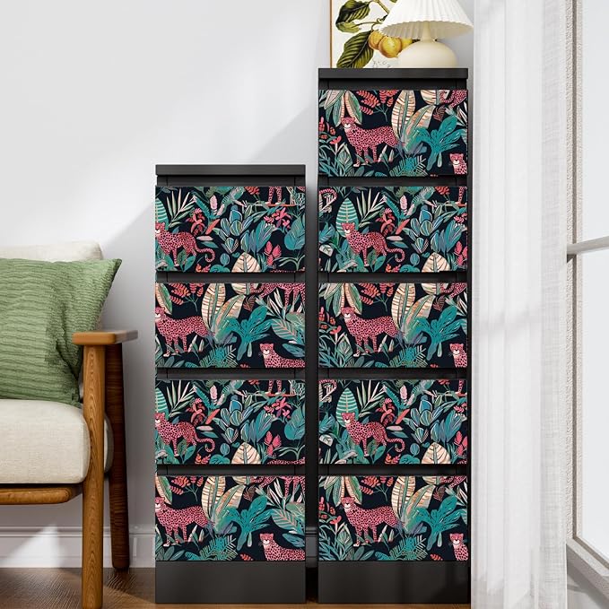 Pink Vintage Leopard Peel and Stick Wallpaper 17.5" x 118" | Waterproof Vinyl Self Adhesive Removable Renter Friendly Floral Contact Paper